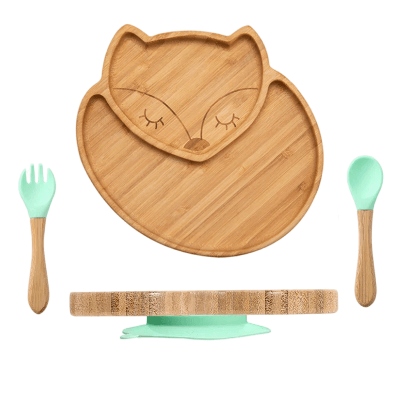 Fox Cub Bamboo Suction Plate Set