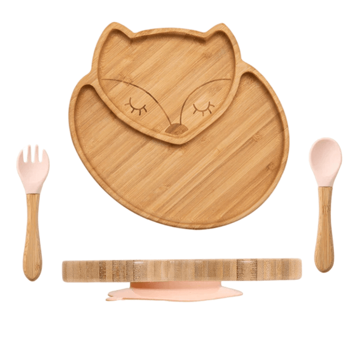Fox Cub Bamboo Suction Plate Set