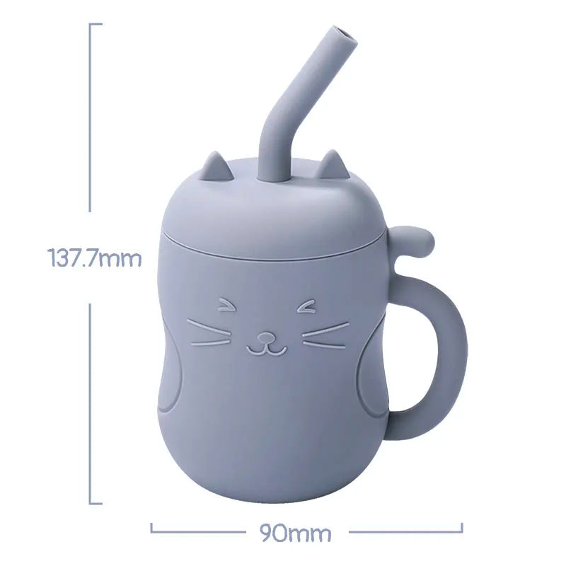 Kitten Silicone Training Cup + Straw