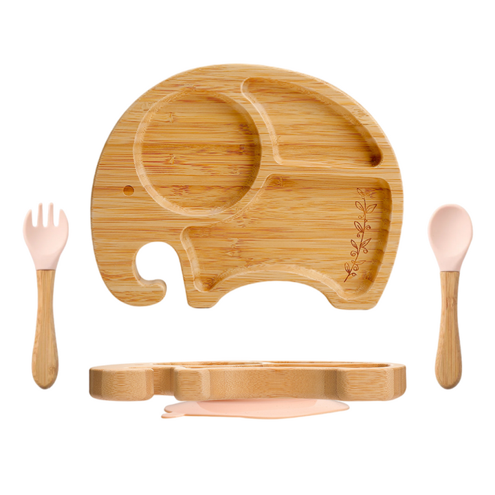 Baby Elephant Bamboo Suction Plate Set