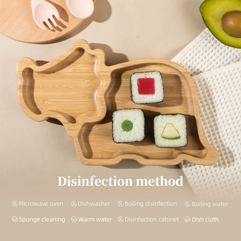 Triceratops Bamboo Suction Plate Set